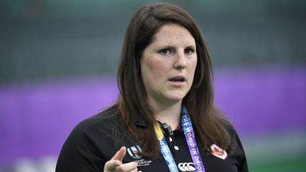 Alana Gattinger&nbsp;lors d'un entraînement au Japon pour la Coupe du monde de rugby 2019.&nbsp; (CHRISTOPHE SIMON / AFP)