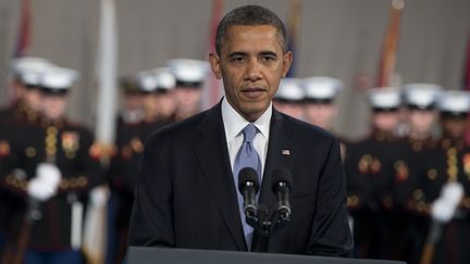 Barack Obama, le 8 f&eacute;vrier 2013 &agrave; Arlington (Virginie, Etats-Unis). (SAUL LOEB / AFP)