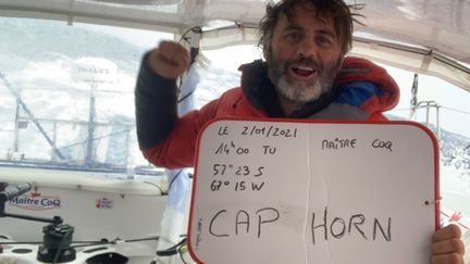 &nbsp;Le skipper Yannick Bestaven a été le premier à franchir le cap Horn, samedi 2 janvier. (YANNICK BESTAVEN / MAITRE COQ)
