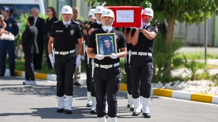 Turkish soldiers carry the coffin of Turkish-American activist Aysenur Ezgi Eygi, who was shot dead in the West Bank a week earlier, on September 13, 2024. (REPUBLICAN PEOPLE'S PARTY/HANDOUT HANDOUT/MAXPPP)