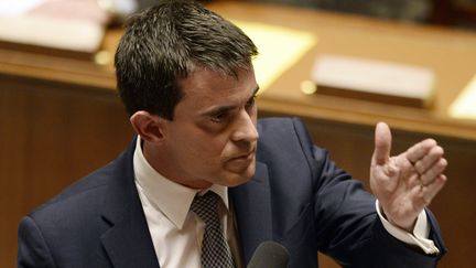 Le Premier ministre, Manuel Valls, &agrave; l'Assembl&eacute;e nationale, lors de son discours de politique g&eacute;n&eacute;rale, le 8 avril 2014. (ERIC FEFERBERG / AFP)