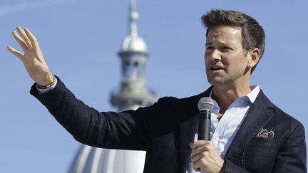 Aaron Schock, &eacute;lu &agrave; la Chambre des repr&eacute;sentants am&eacute;ricaine, &agrave; Springfield (Illinois, Etats-Unis), le 3 novembre 2014. (SETH PERLMAN / AP / SIPA)