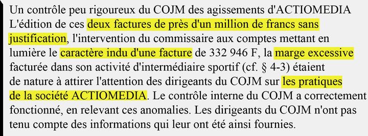 Extrait d'un rapport de la chambre régionale des Comptes de Languedoc-Roussillon sur les Jeux méditerranéens 1993. (DR)