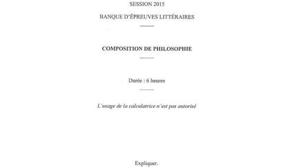 Sujet de l'&eacute;preuve de philosophie au concours de l'Ecole normale sup&eacute;rieure, le 16 avril 2015. (ENS)