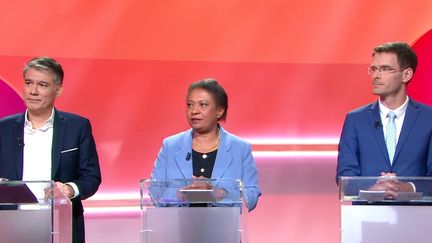 Les trois candidats à la présidence du Parti socialiste, le 6 janvier 2023. (FRANCEINFO)