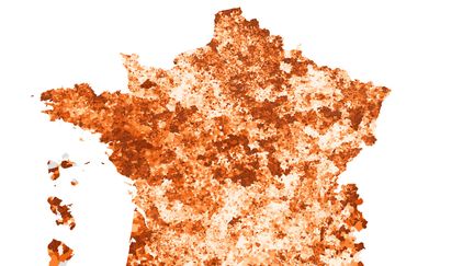 La carte de France de la taxe d'habitation, en 2019. (ROBIN PRUDENT / FRANCEINFO)