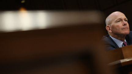 Dave Calhoun, CEO of American aircraft manufacturer Boeing, speaks during a committee of inquiry before the Senate, in Washington, United States, June 18, 2024. (SAMUEL CORUM / AFP)