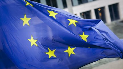 The European Union flag in front of the German Foreign Ministry, November 16, 2023. (THOMAS TRUTSCHEL / PHOTOTHEK / AFP)