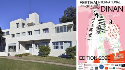 La Villa Noailles (à gauche) où se tient le festival de Hyères. L'affiche du festival de Dinan (à droite) (Olivier Amsellem (pour la villa Noailles))