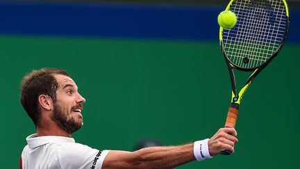 Le Français Richard Gasquet au filet (CHANDAN KHANNA / AFP)