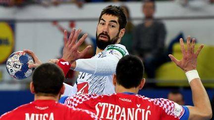 Nikola Karabatic lors du match contre la Croatie gagné par les Bleus le 24 janvier 2018, lors de l'Euro de handball. (ANDREJ ISAKOVIC / AFP)