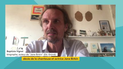 Baptiste Vignol, biographe de Jane Birkin, invité de franceinfo, le 16 juillet 2023. (FRANCE TELEVISIONS)