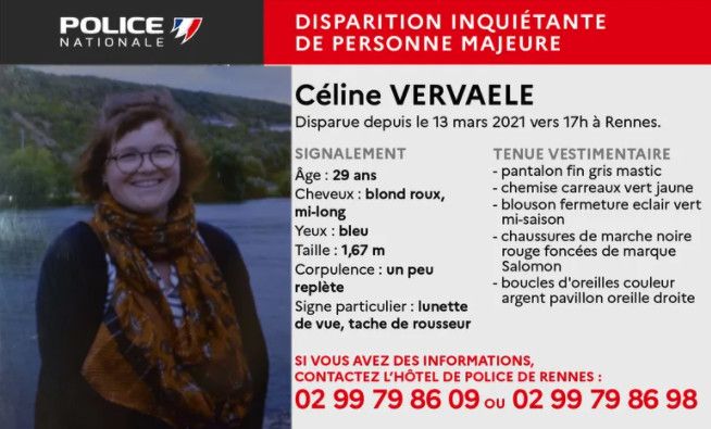 La police a lancé un appel à témoins pour retrouver Céline Vervaele. (POLICE NATIONALE DE RENNES)