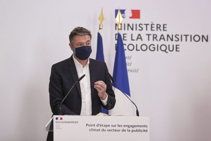 Paris, le 23 mars 2021. Arnaud Leroy, président de l'ADEME, l'agence de la transition écologique, lors du point d'étape sur les engagements climat du secteur de la publicité. (SEBASTIEN MUYLAERT / MAXPPP)