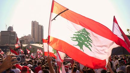 Des milliers de Libanais manifestent à Beyruth, photo d'illustration. (VICTORIA C. WERLING / HANS LUCAS)