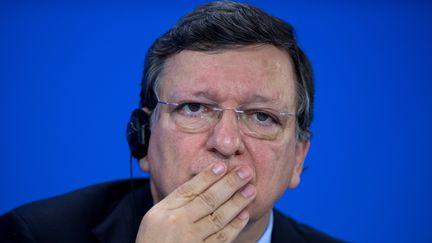 Le pr&eacute;sident de la Commission europ&eacute;enne,&nbsp;Jos&eacute; Manuel Barroso, pendant une conf&eacute;rence de presse, le 3 juillet 2013, &agrave; Berlin (Allemagne). (JOHANNES EISELE / AFP)