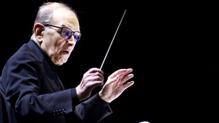 Ennio Morricone, le 3 novembre 2018 à Amsterdam aux Pays-Bas pour une série de concerts retraçant 60 ans de carrière. (PAUL BERGEN / ANP)