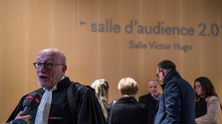 Alain Jakubowicz, avocat des parties civils au procès de la catastrophe Rio-Paris A 447, après la relaxe d'Airbus et Air France par la cours d'appel à Paris le 17 avril 2023 (ANDREA SAVORANI NERI / NURPHOTO)