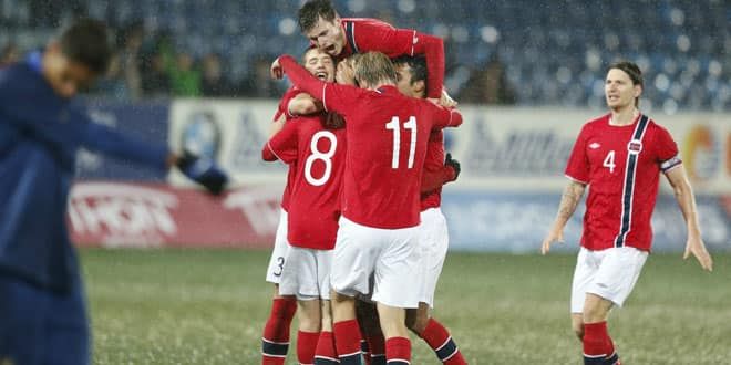 La joie des joueurs norvégiens qui ont éliminé les Espoirs français lors des barrages pour l'Euro 2013