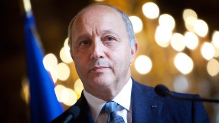 Le ministre des Affaires &eacute;trang&egrave;res, Laurent Fabius, donne une conf&eacute;rence de presse sur la Syrie au Quai d'Orsay, le 13 juin 2012. (MARLENE AWAAD / MAXPPP)