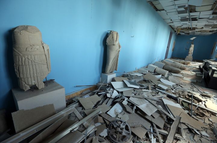 Les dégâts dans le Musée national de Palmyre.
 (JOSEPH EID / AFP)