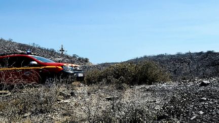 Le feu qui a ravgé les alentours de Frontignan laisse derrière lui un paysage désolé. (SYLVIE CAMBON / LE MIDI LIBRE / MAXPPP)