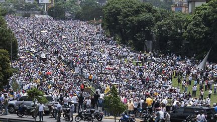 Manifestation de l'opposition contre le président Nicolas Maduro à Caracas le 19 avril 2017. (AFP - FEDERICO PARRA)