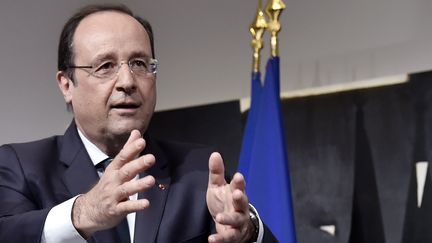 Le pr&eacute;sident Fran&ccedil;ois Hollande fait un discours le 30 mai 2014, &agrave; Rodez (Aveyron).&nbsp; (PASCAL PAVANI / AFP)