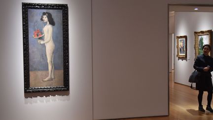 "La fillette à la corbeille fleurie" de Pablo Picasso, était le joyau de la vente Rockefeller chez Christie's. Il a été adjugé 115 millions de dollars mardi 8 mai 2018. 
 (Hector Retamal / AFP)