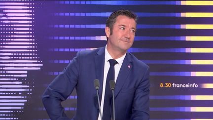 Karl Olive, député Renaissance des Yvelines, était l'invité du "8h30 franceinfo", dimanche 23 avril. (FRANCEINFO / RADIOFRANCE)