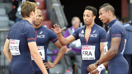 &nbsp; (Les relayeurs français terminent troisièmes du 4x100 m à Zurich pour l'Euro 2014 d'athlétisme. © Maxppp)