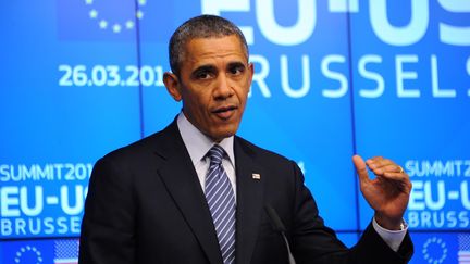 Le pr&eacute;sident am&eacute;ricain, Barack Obama, le 26 mars 2014, &agrave; Bruxelles (Belgique). (DURSUN AYDEMIR / ANADOLU AGENCY / AFP)