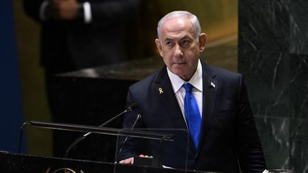 Le Premier ministre israélien, Benyamin Nétanyahou, le 27 septembre 2024, à New York (Etats-Unis). (FATIH AKTAS / ANADOLU / AFP)