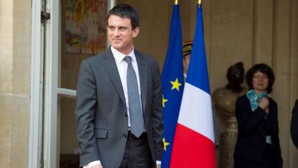 Le Premier ministre, Manuel Valls, le 1er avril 2014, apr&egrave;s la passation de pouvoirs avec Jean-Marc Ayrault, &agrave; Matignon, &agrave; Paris. (VILLARD / WITT / SIPA)