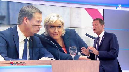 Nicolas Dupont-Aignan sur le plateau de "Dimanche en politique", l'émission dominicale de France 3, le 3 juin 2018. (FRANCE 3)