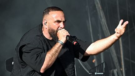 Le rappeur Médine en concert à Toul, en Lorraine, le 2 juin 2023. (CEDRIC JACQUOT / MAXPPP)