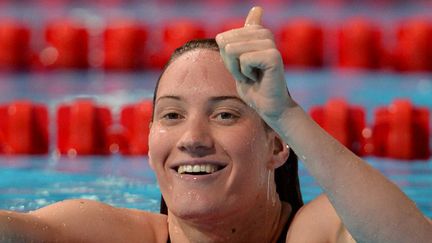 Camille Muffat radieuse après son 200m (FRANCOIS XAVIER MARIT / AFP)