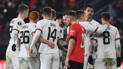 Le Shakhtar Donetsk a éliminé le Stade rennais, jeudi 23 février, lors des barrages de Ligue Europa. (FRED TANNEAU / AFP)