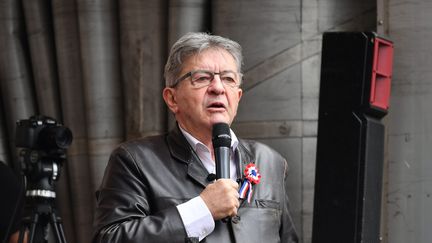 Discours de Jean-Luc Melenchon (LFI) lors de la manifestation "contre le coup de force de Emmanuel Macron", a Paris, le 07 Septembre 2024. (JULIEN MATTIA / LE PICTORIUM / MAXPPP)