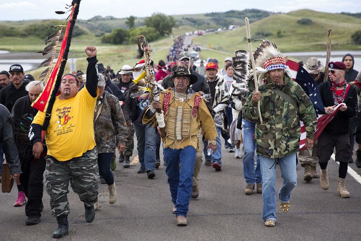 Manifestation d'autochtones contre l'installation du Pipeline sur leurs terres, le 9 septembre 2016 (TERRAY SYLVESTER/VWPICS/SIPA)