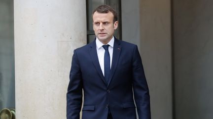 Emmanuel Macron à l'Elysée, le 22 décembre 2017. (PATRICK KOVARIK / AFP)