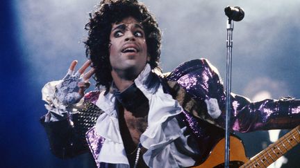 &nbsp; (Prince en concert, dans les années "Purple Rain" © MaxPPP)