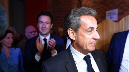 L'ancien président de la République Nicolas Sarkozy, le 20 janvier 2020, le soir des voeux de Guillaume Peltier, numéro 2 des Républicains. (GUILLAUME SOUVANT / AFP)