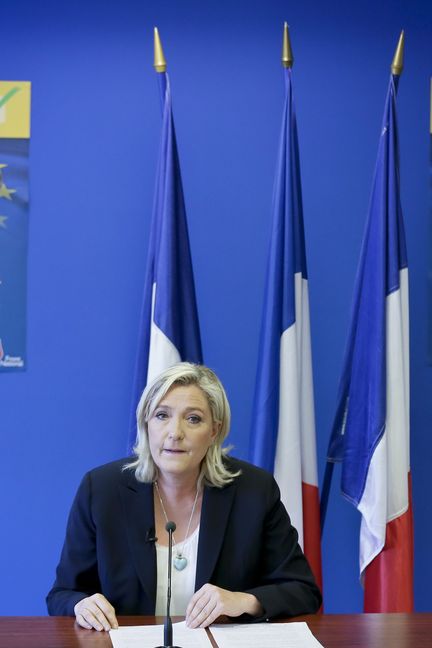 Marine Le Pen fait une déclaration au lendemain de la victoire du "yes" au Brexit, en juin 2016. (MAXPPP)