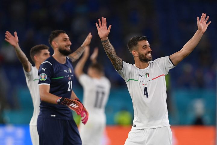 Leonardo Spinazzola a été dans tous les bons coups face à la Turquie, le 11 juin au stade olympique de Rome (MIKE HEWITT / POOL)