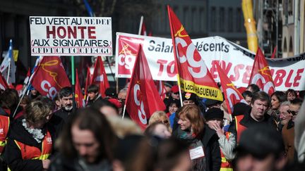 Une manifestation &agrave; Strasbourg (Bas-Rhin), le 5 mars 2013. (FREDERICK FLORIN / AFP)