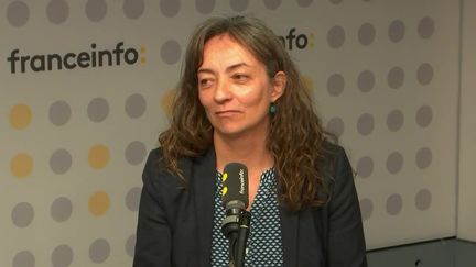 Guislaine David, co-secrétaire générale et porte-parole du syndicat d'enseignants SNUipp-FSU, était jeudi 20 avril l'invitée de franceinfo. (FRANCE INFO / RADIO FRANCE)