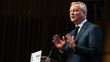 Le ministre de l'économie Bruno Le Maire lors du colloque organisé à Bercy le 26 octobre 2021 (XOSE BOUZAS / HANS LUCAS)