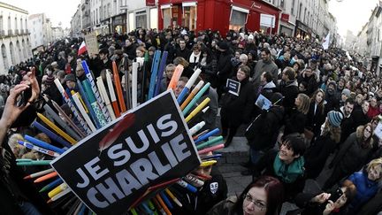 &nbsp; (Manifestation en hommage aux 17 victimes des attentats. 50.000 personnes défilent à Nancy le dimanche 11 janvier. © Maxppp)