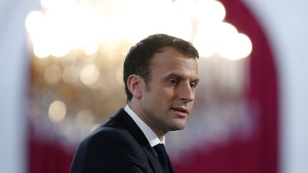 Emmanuel Macron, à l'Elysée, le 16 février 2018. (IAN LANGSDON / AFP)